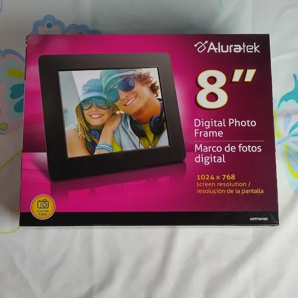 Aluratek 8 inch Digital Photo Frame 1024 x 768 Screen Resolution ADPFWM8S NIB - Picture 2 of 16